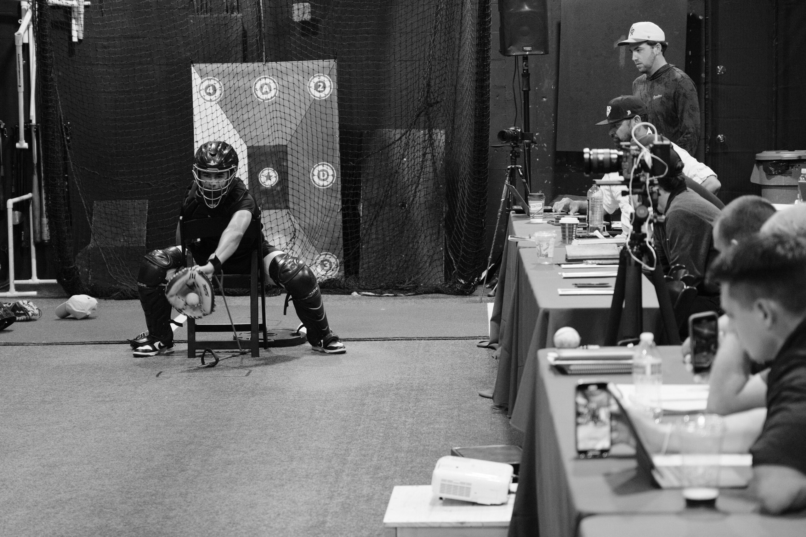 A catcher working a receiving rep